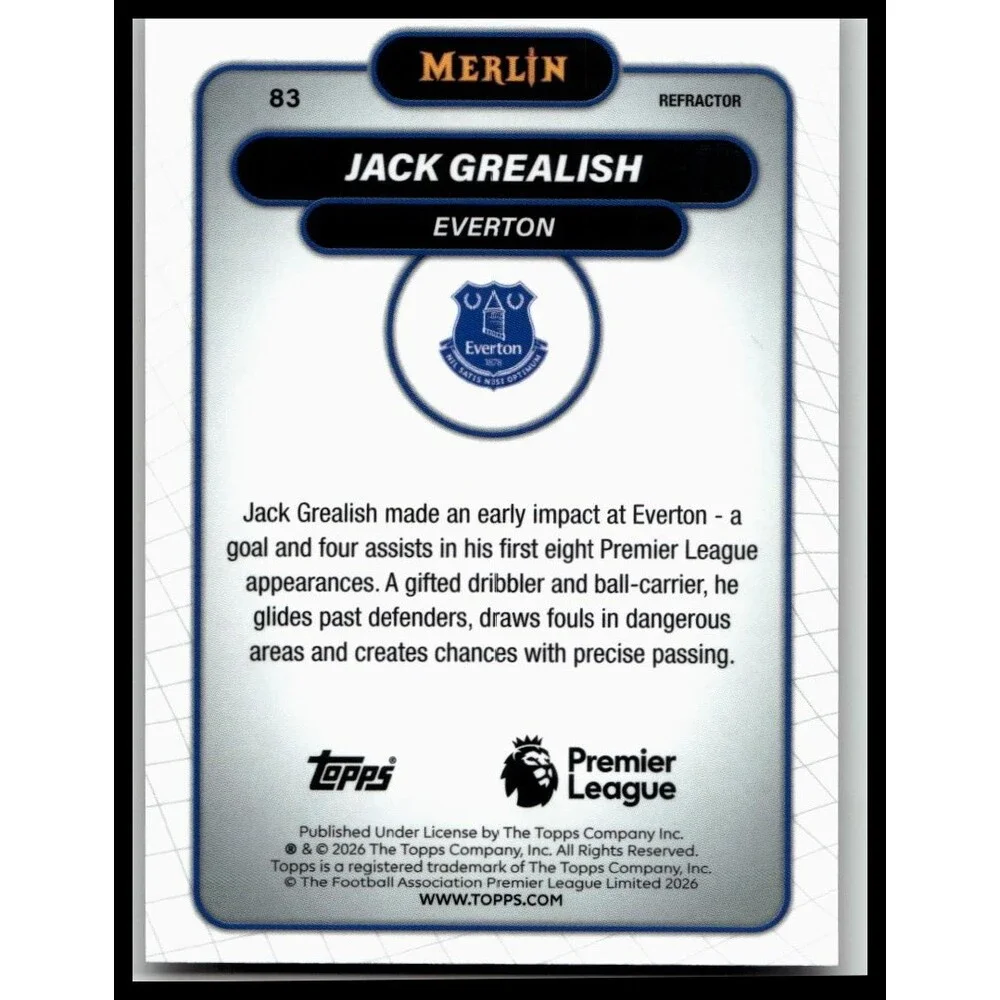 2026 Merlin Premier League #83 Jack Grealish Refractor